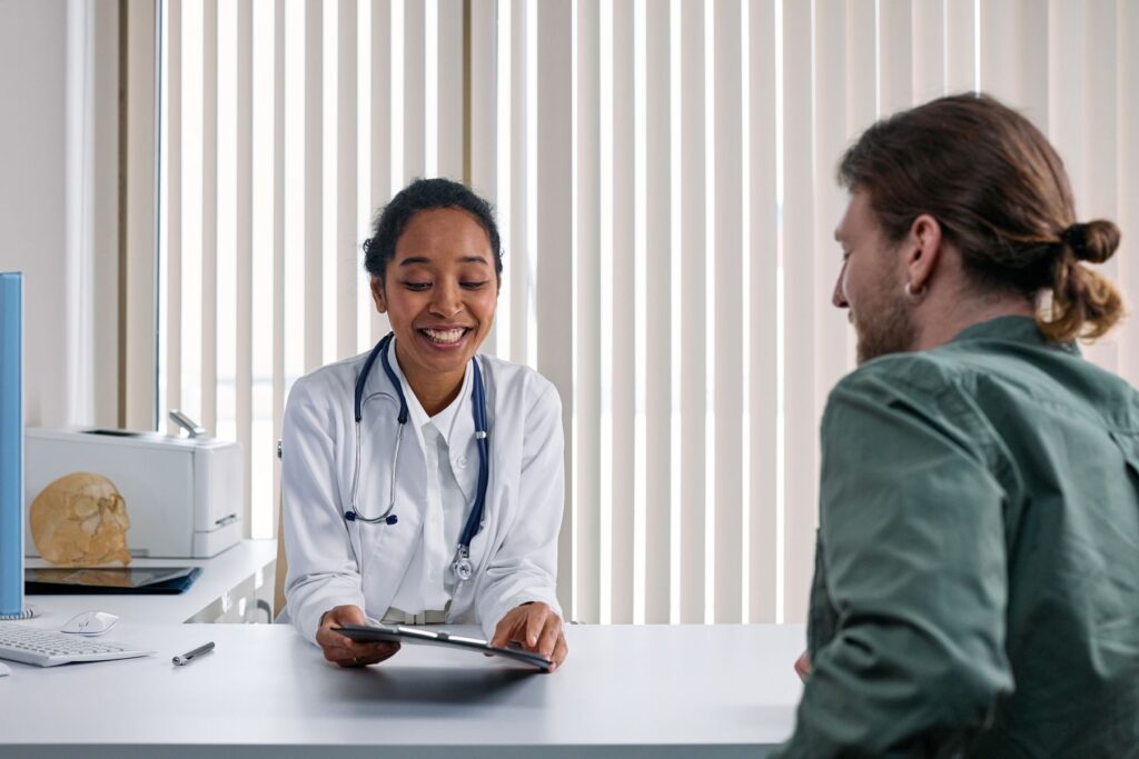 Doctor and patient talking during a consultation